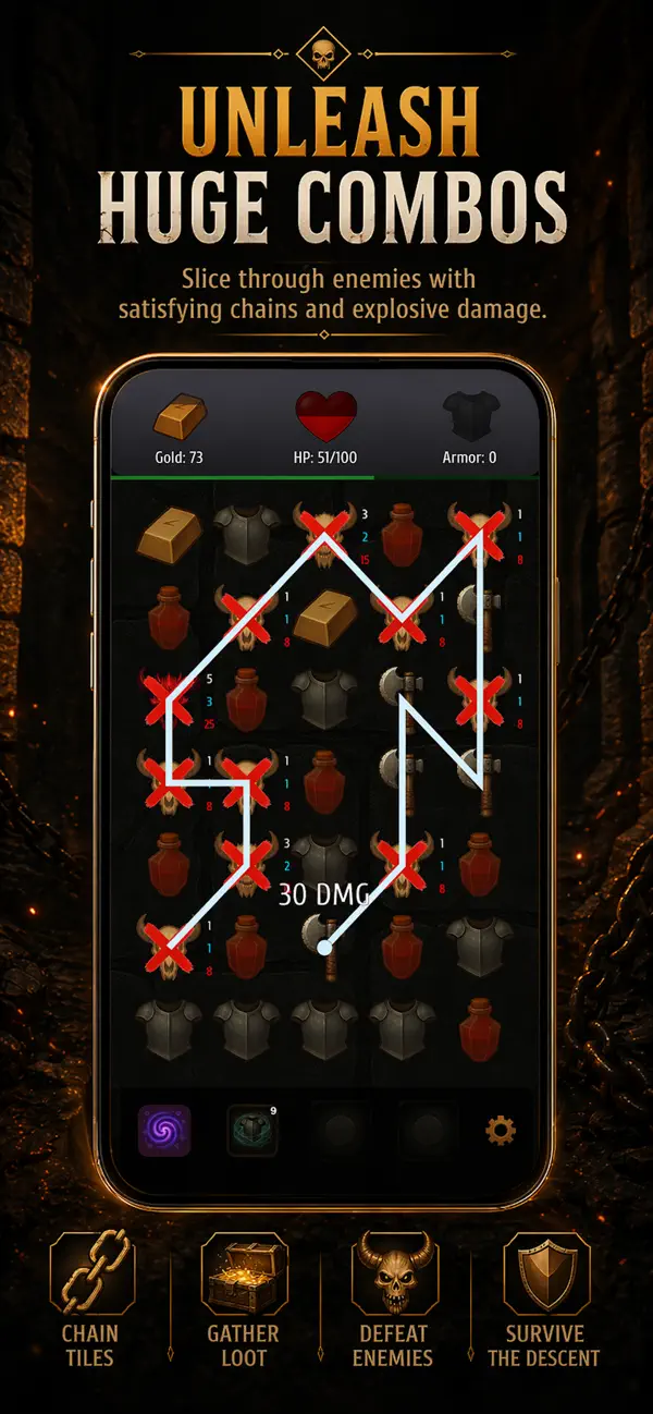 Chain Descent long combo dealing damage to enemies