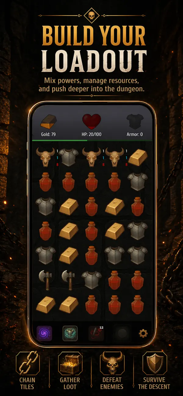Chain Descent board showing player loadout