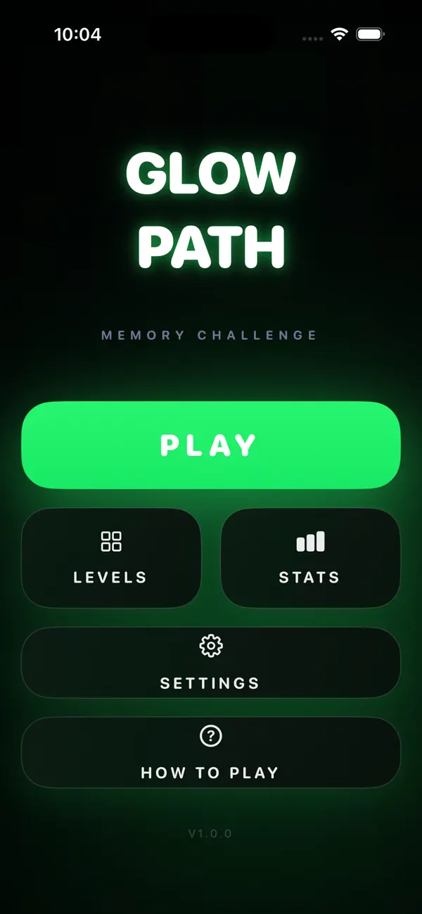 Glow Path main menu