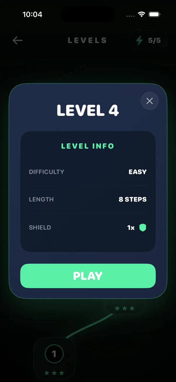 Glow Path level information panel