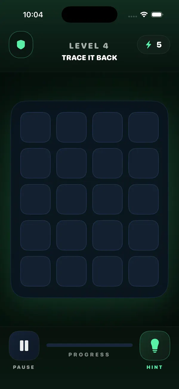 Glow Path empty board ready for player input