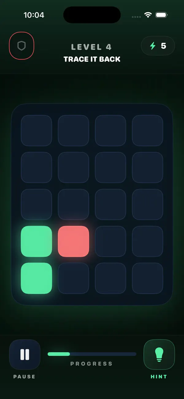 Glow Path showing a shield protecting against an incorrect tile