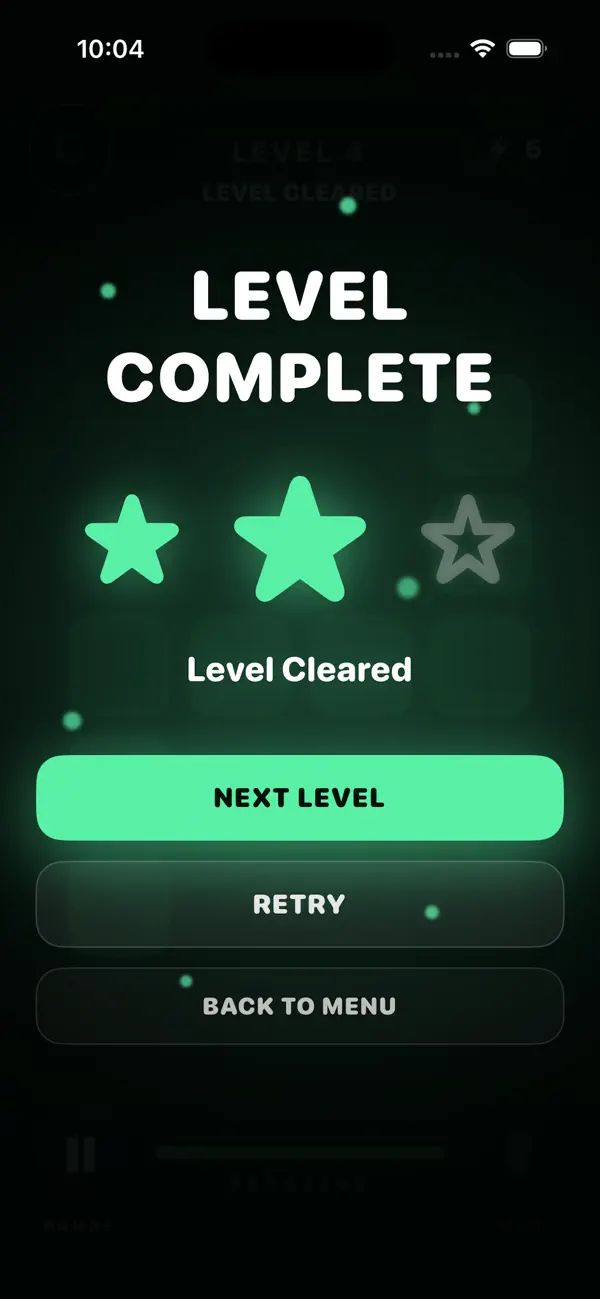 Glow Path level-completion screen