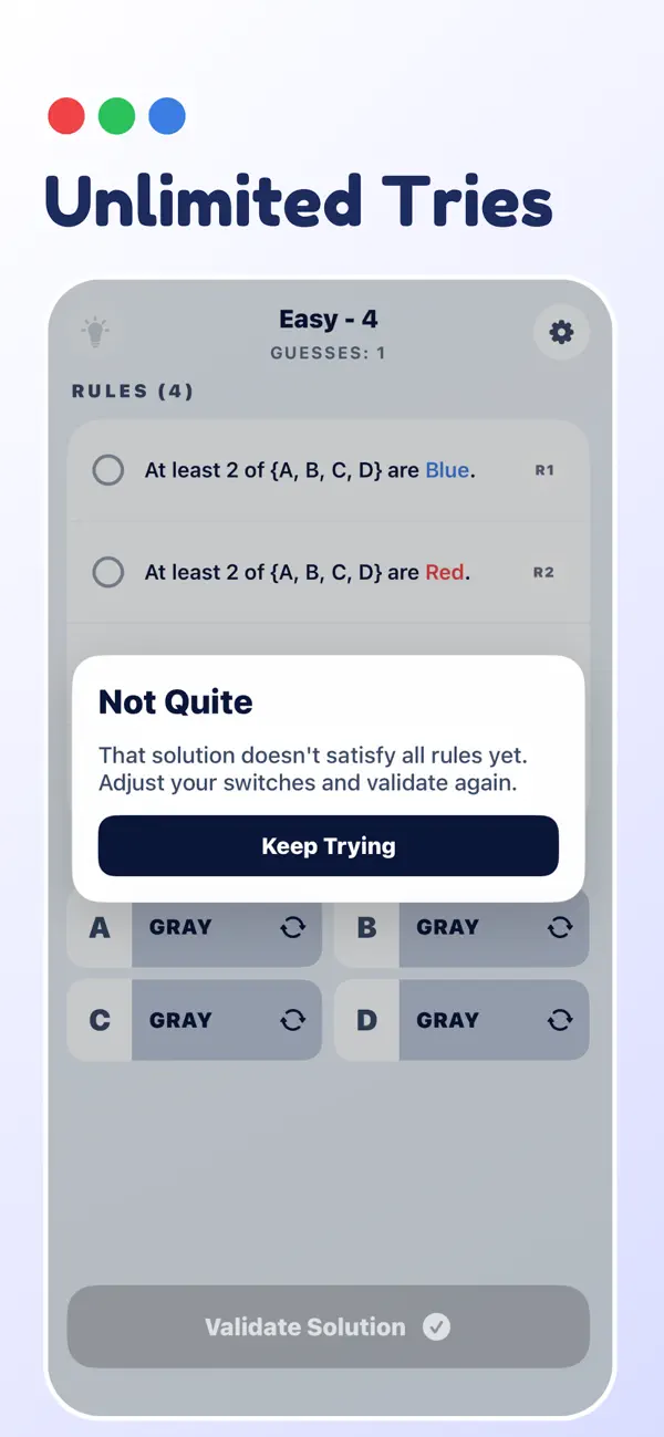 Krank difficulty selection interface