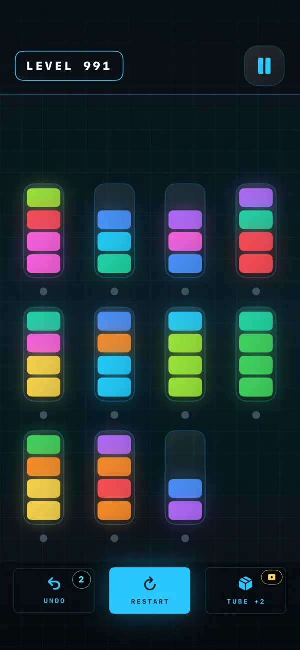Neon Reactor color-sorting board