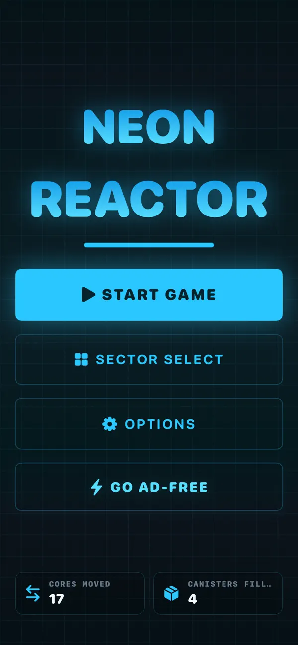 Neon Reactor main menu