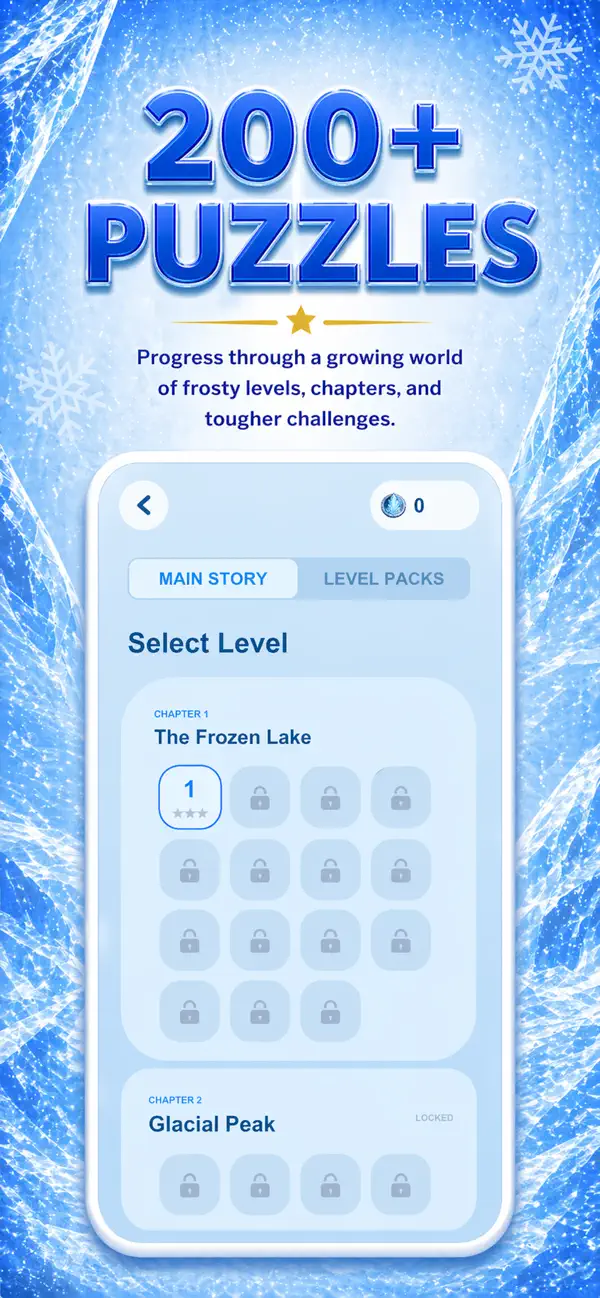 Polar Cipher chapter and level selection screen
