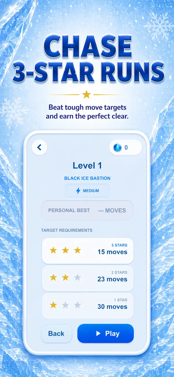 Polar Cipher three-star level goal screen