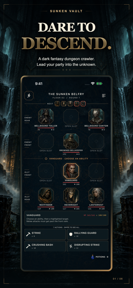 Sunken Vault tactical battle with a four-hero party