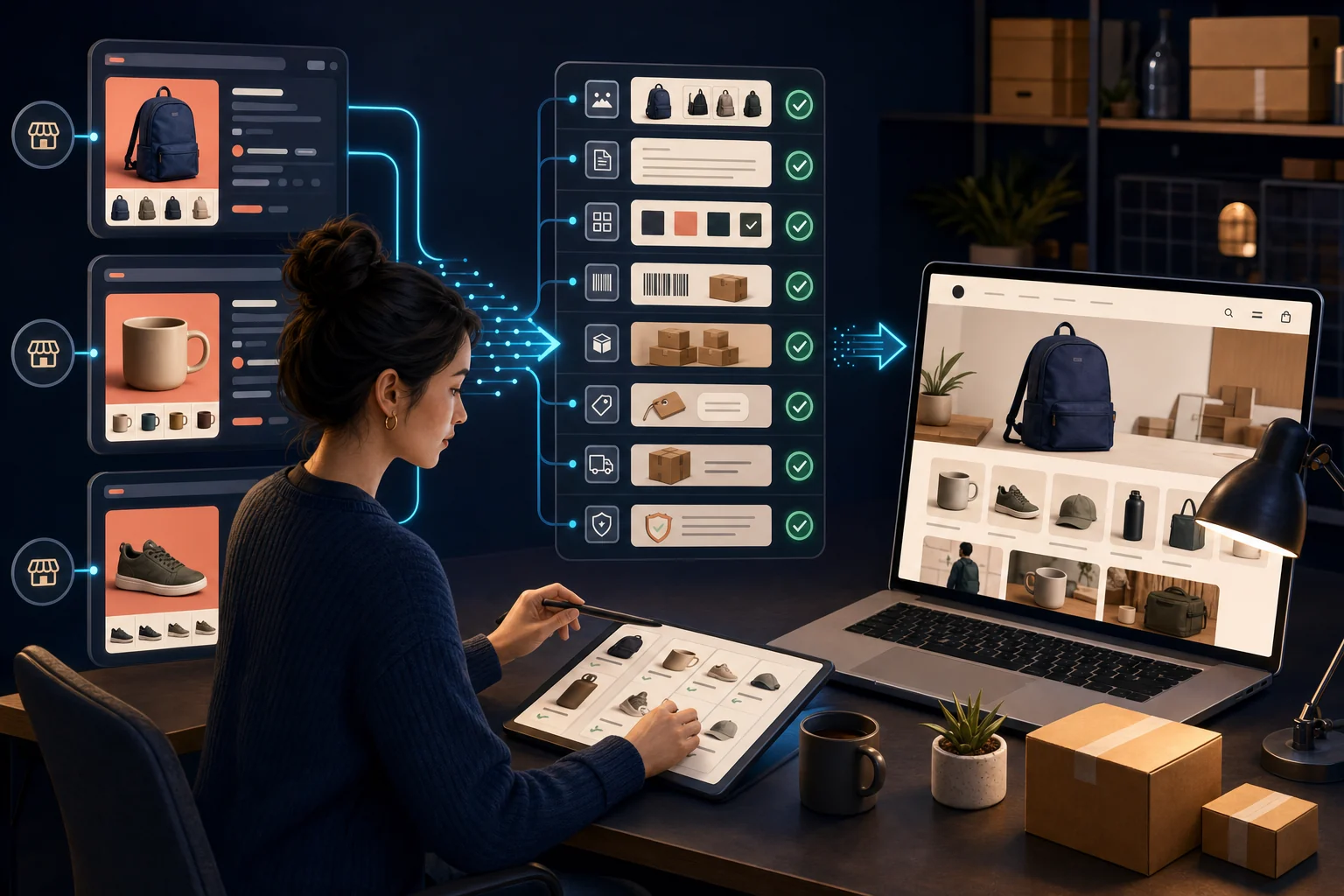 Seller reviewing product data before moving a marketplace catalog to Shopify