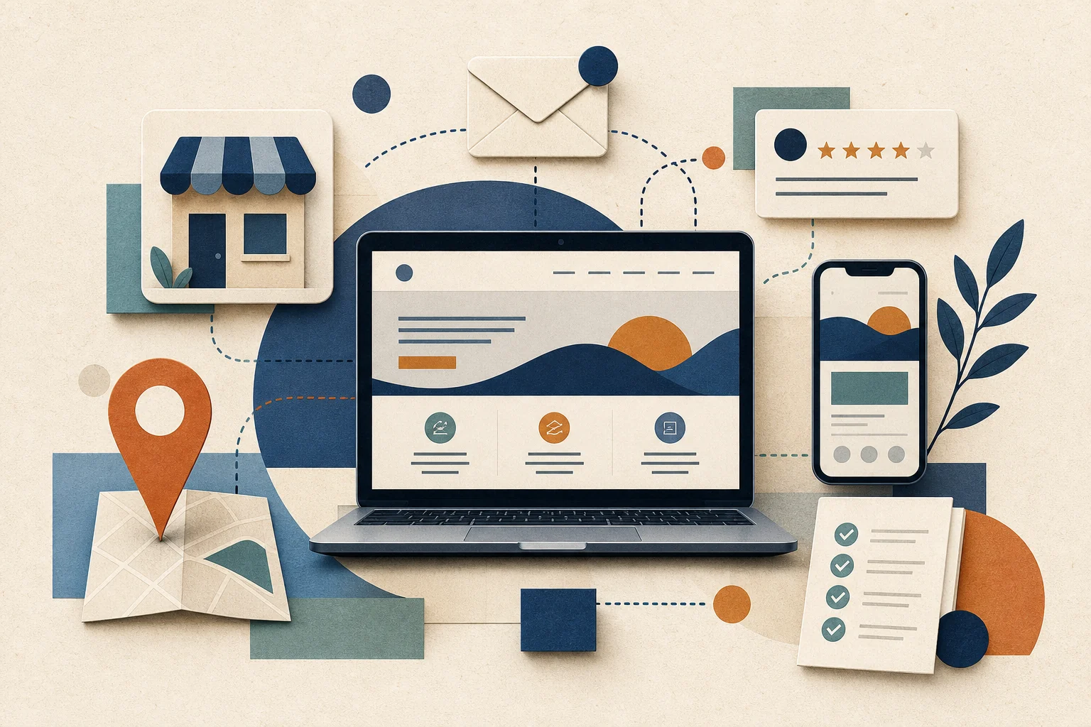 Small-business online presence planning illustration